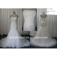 2012 Hot Style Trumpt Strapless Lace Tulle fornecedor de vestidos de casamento por atacado